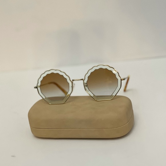 Chloe Gold, Azure & Burnt Tally 56mm Scalloped Sunglasses Authentic main image 10
